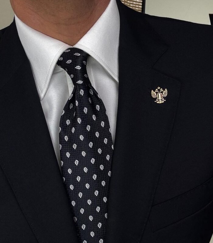 Black Blue Shapes Tie - 8 cm