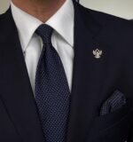 Blue With Yellow Dots Tie - 8 cm - With Pocket Square