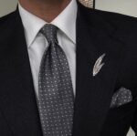 Gray with White Dots Tie - 8 cm - With Pocket Square