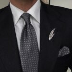 Gray with White Dots Tie - 8 cm - With Pocket Square