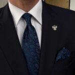 Vintage Blue Tie - 8 cm - With Pocket Square