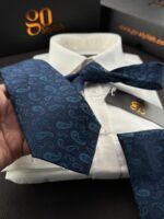 Vintage Blue Tie - 8 cm - With Pocket Square - Image 2