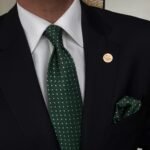 Green With  White Dots Tie - 8 cm - With Pocket Square