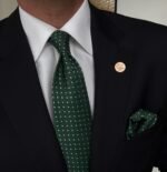 Green With  White Dots Tie - 8 cm - With Pocket Square