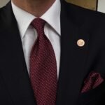 Burgundy Mini White Dots Tie - 8 cm - With Pocket Square