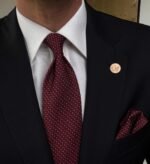 Burgundy Mini White Dots Tie - 8 cm - With Pocket Square