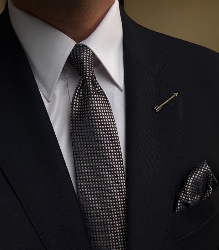 Bronze Squares Tie - 7 cm - With Pocket Square