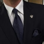 Navy Blue with White Dots Tie - 8 cm - With Pocket Square