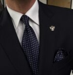 Navy Blue with White Dots Tie - 8 cm - With Pocket Square