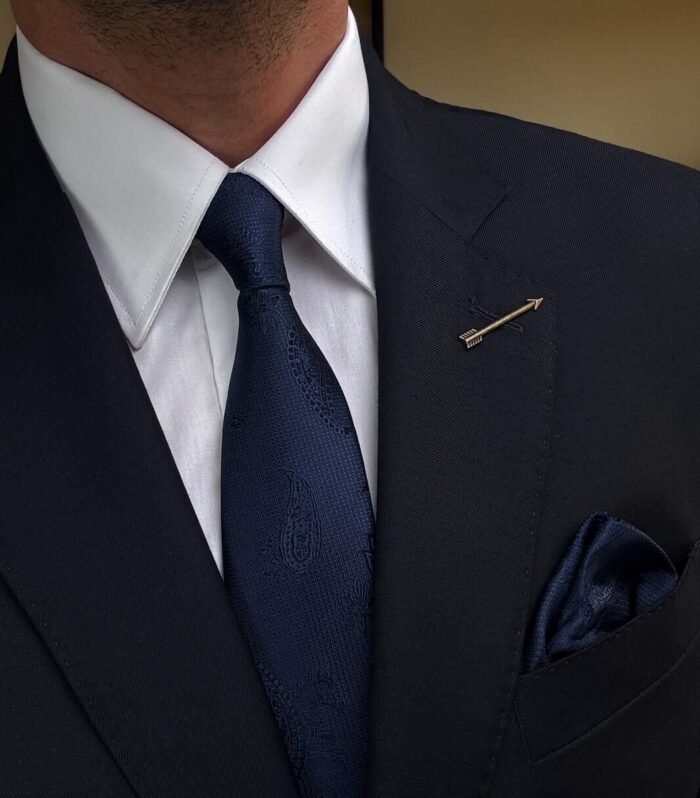 Elegant Blue Tie - 7 cm - With Pocket Square