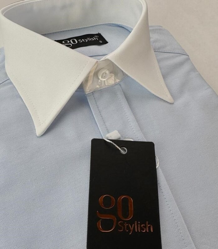 White Blue Oxford Business Shirt With MDC