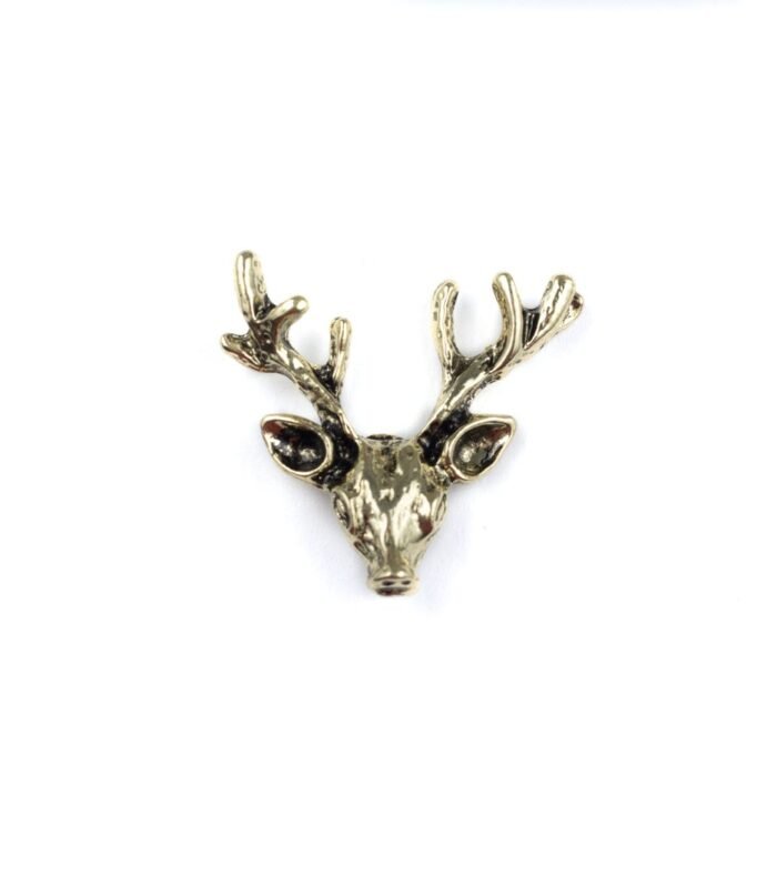 Stag Deer Head Lapel Pin - Bronze