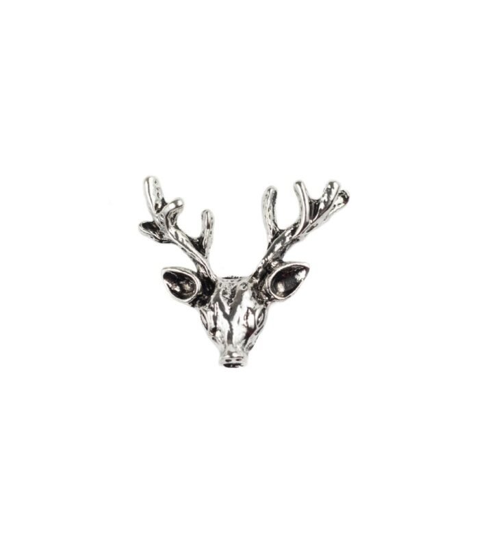 Stag Deer Head Lapel Pin - Silver
