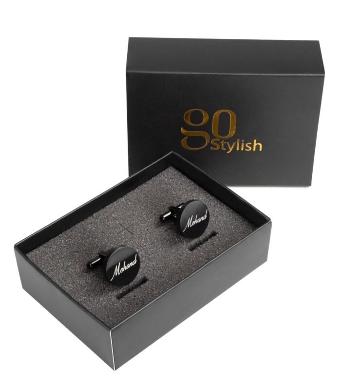 Cufflinks (Round) – Black – Laser Engraving