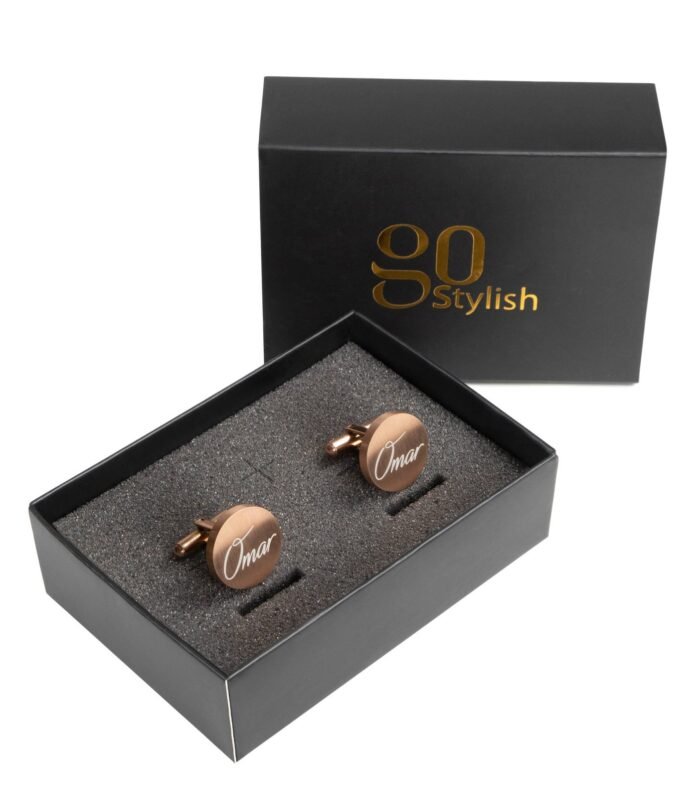 Cufflinks (Round) – Rose Gold – Laser Engraving