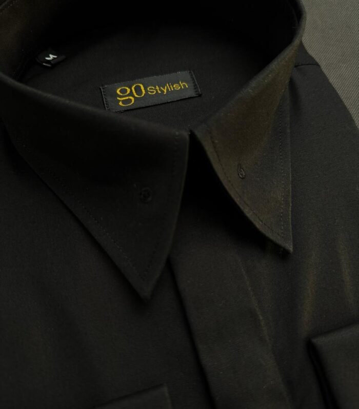Black Shirt Without Collar Pin