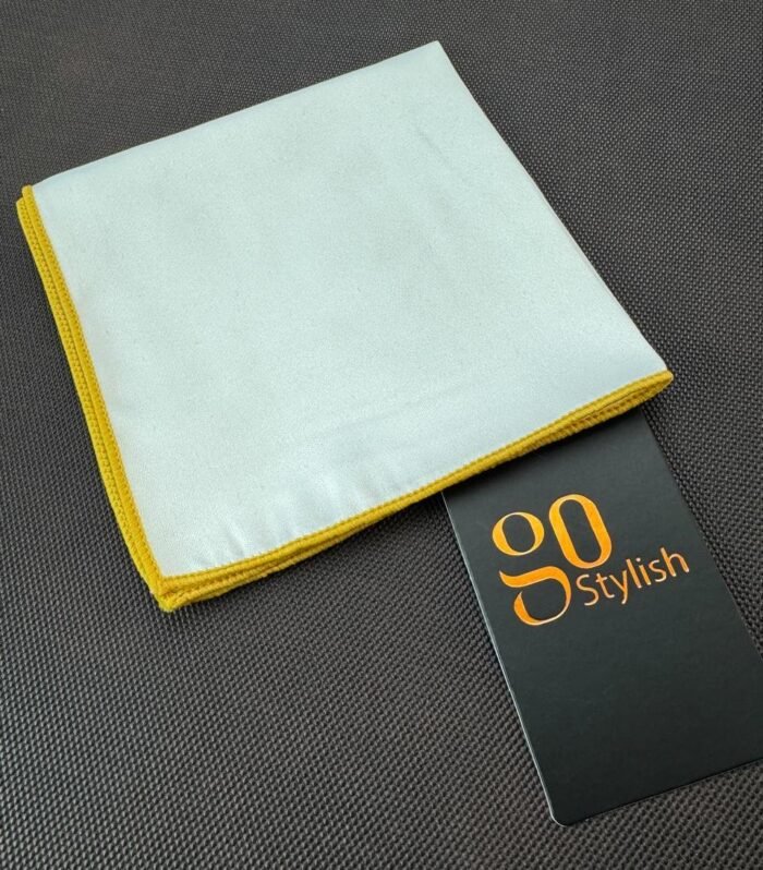 Pocket Square - White with Yellow Line