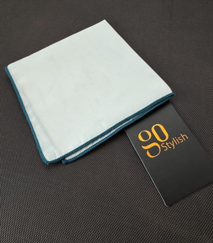 Pocket Square - White with Light Green Line