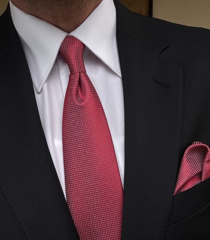 Light Red Tie - 8 cm - With Pocket Square
