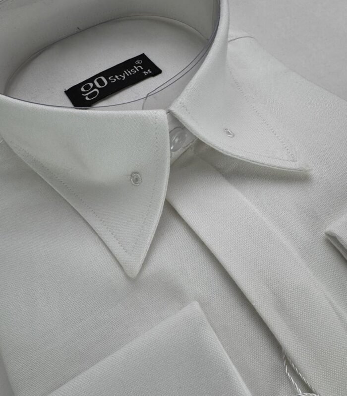 White Oxford Shirt Without Collar Pin