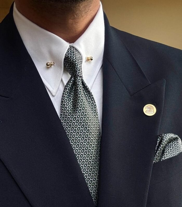 Green Cells Tie - 8 cm - With Pocket Square