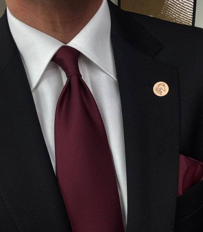 Minister Burgundy Tie - 8 cm - With Pocket Square