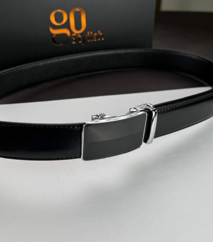 Black ''Track'' Leather Belt