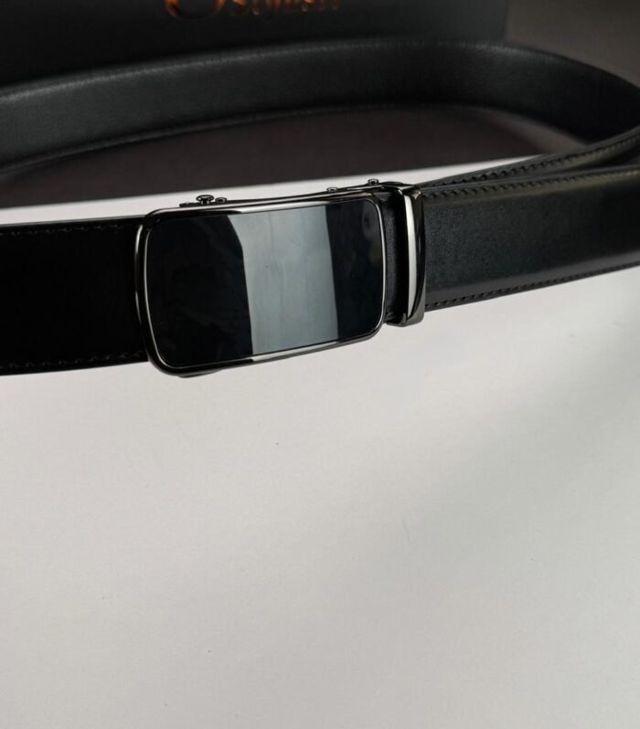 Black ''Track'' Leather Belt