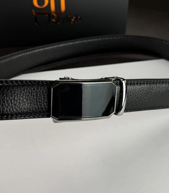 Black ''Track'' Leather Belt