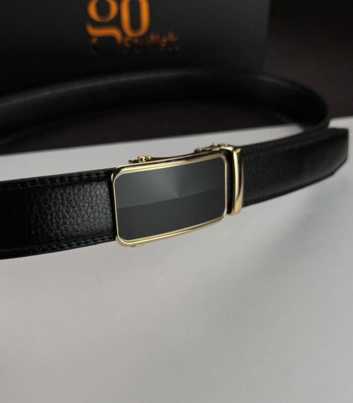 Black ''Track'' Leather Belt