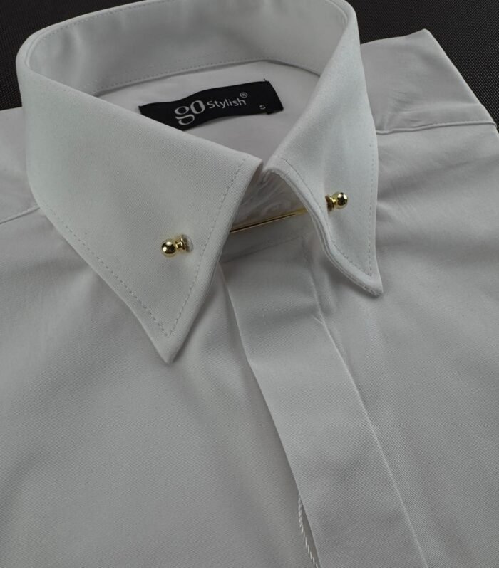 White Shirt With Collar Pin