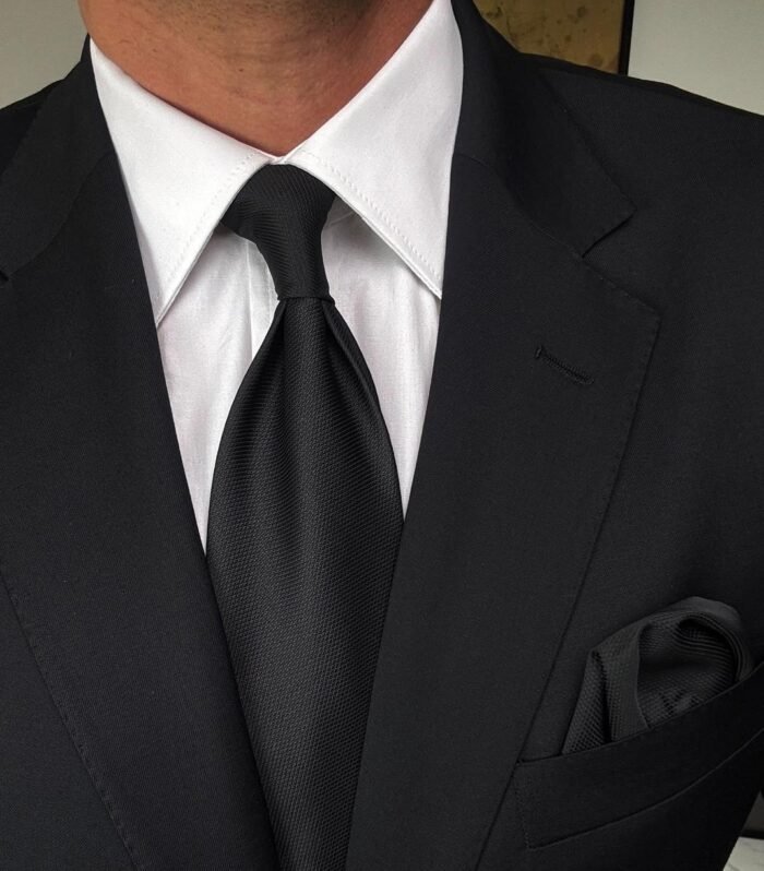 Blacky Tie - 8 cm - With Pocket Square