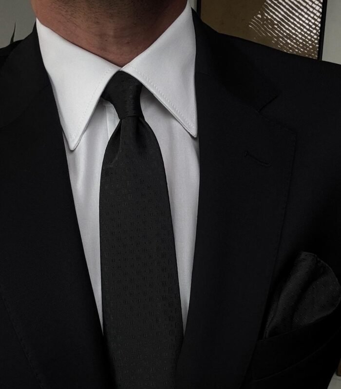Black Squares Tie - 7 cm - With Pocket Square