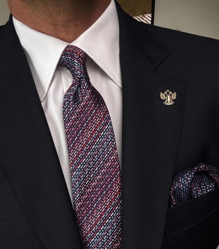 Draft Red Tie - 7 cm - With Pocket Square