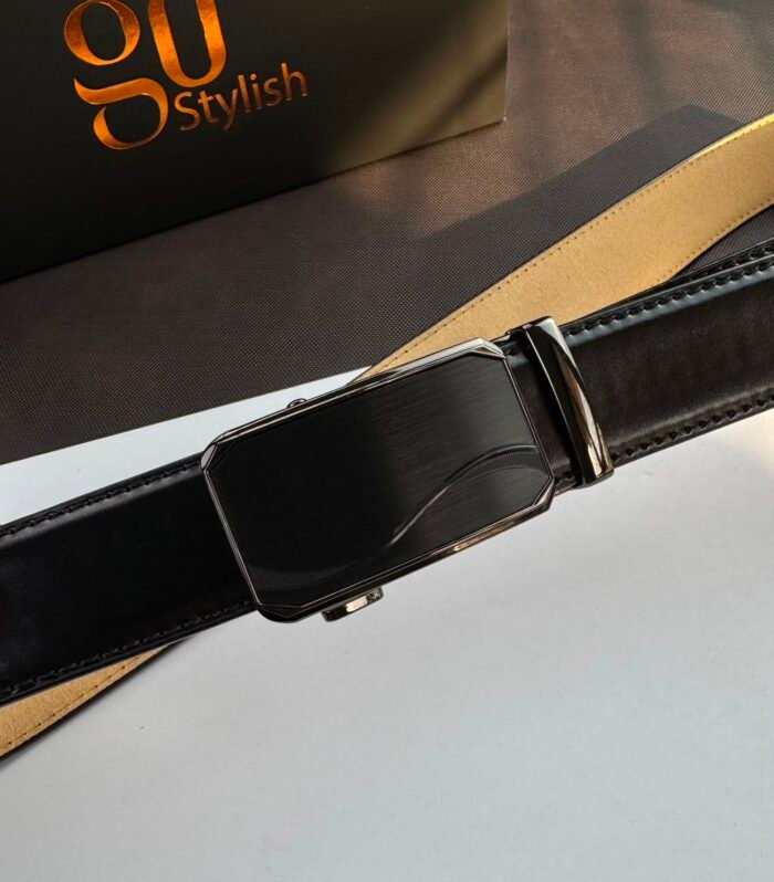 Black ''Track'' Leather Belt - Black Buckle
