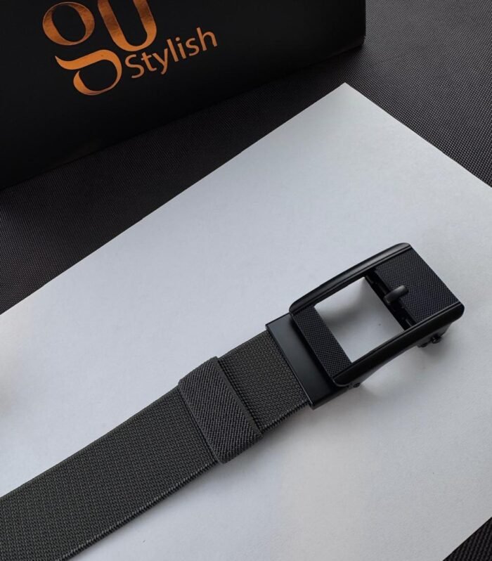 Gray Fabric Casual ''Track'' Stretch Belt