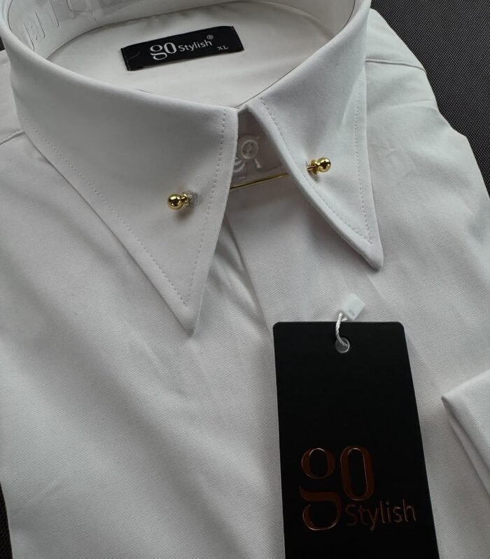White Shirt With Collar Pin