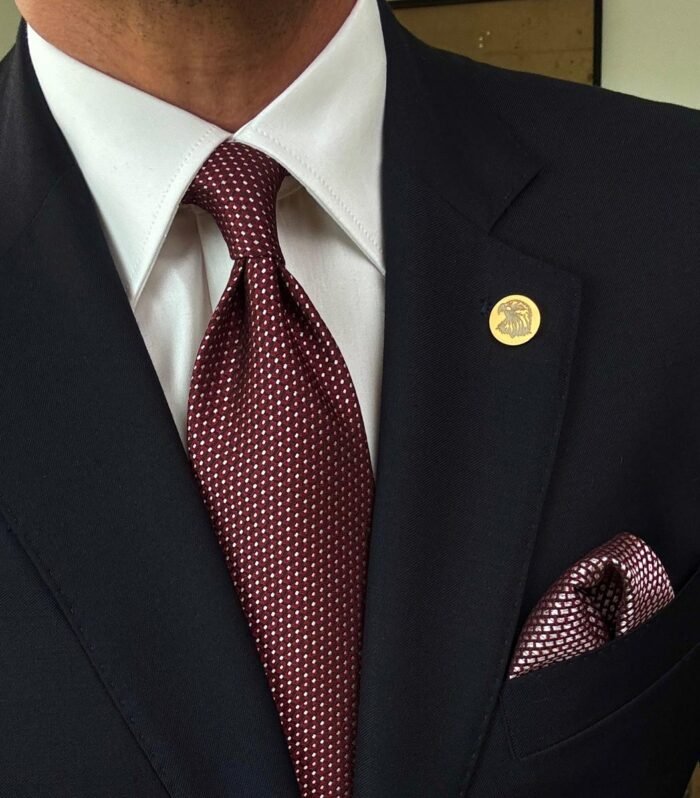 Elite Burgundy Tie - 8 cm - With Pocket Square