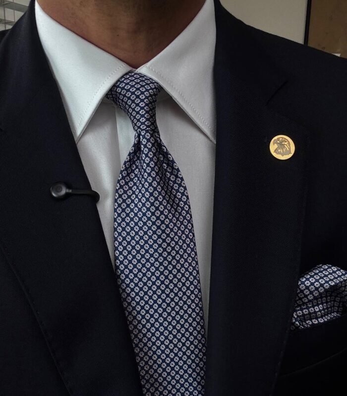 Royal Navy Floral Tie - 8 cm - With Pocket Square